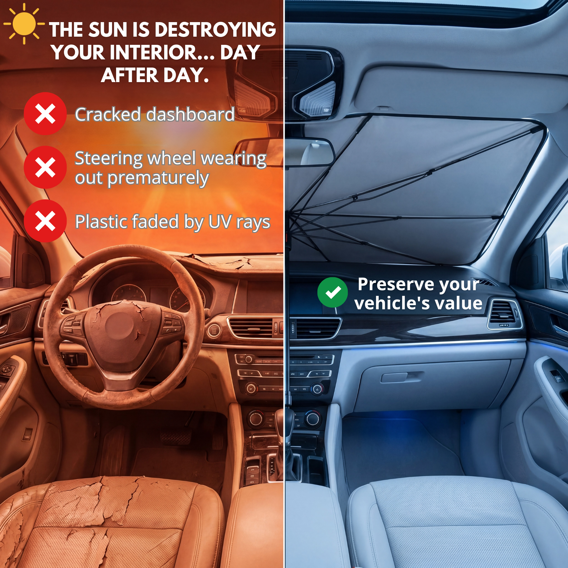 UVX26 PRO™ Windshield Sunshade, Up to a 36°F Cooler Cabin
