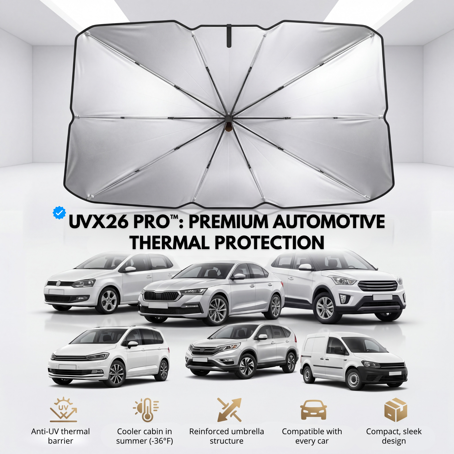 UVX26 PRO™ Windshield Sunshade, Up to a 36°F Cooler Cabin