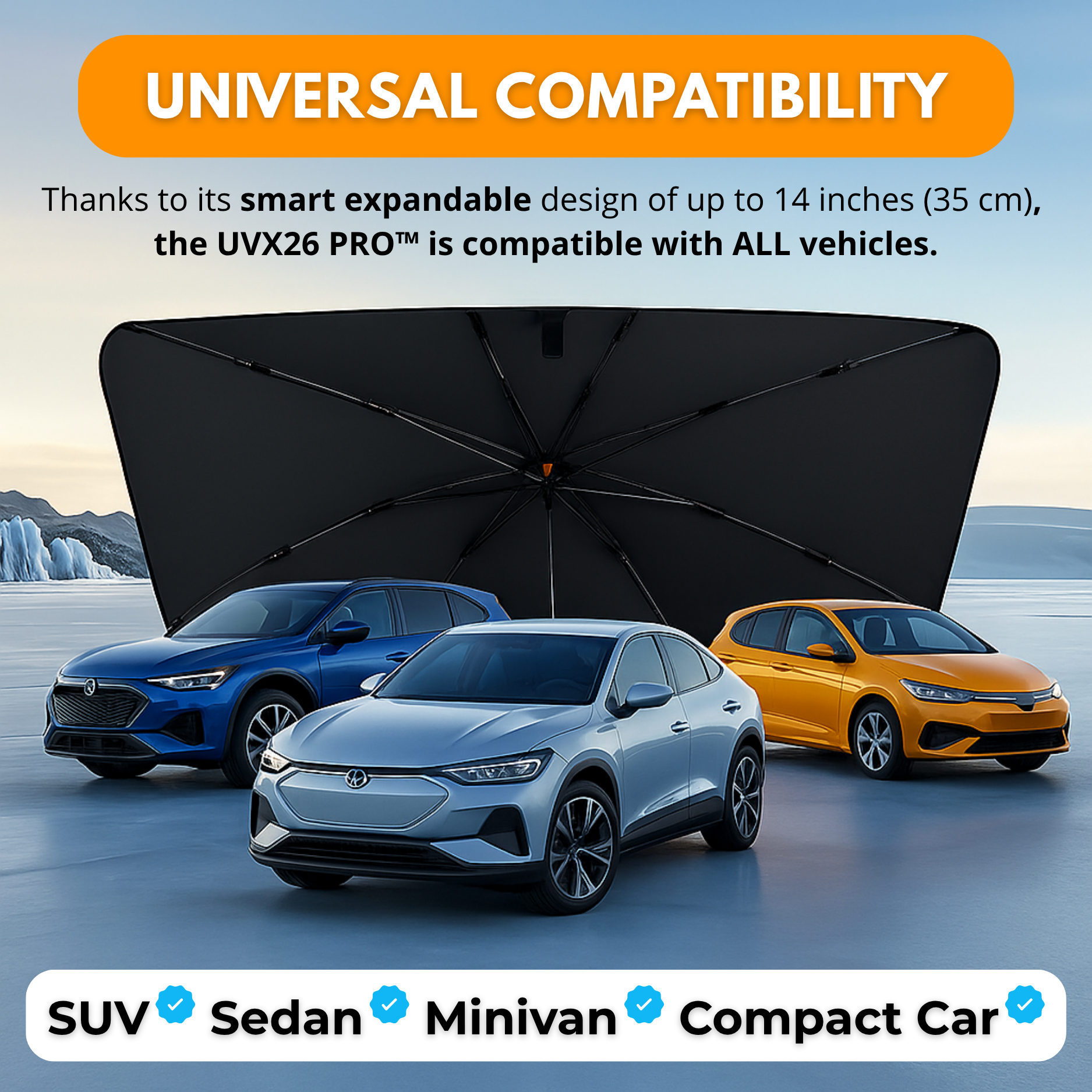 UVX26 PRO™ Windshield Sunshade, Up to a 36°F Cooler Cabin